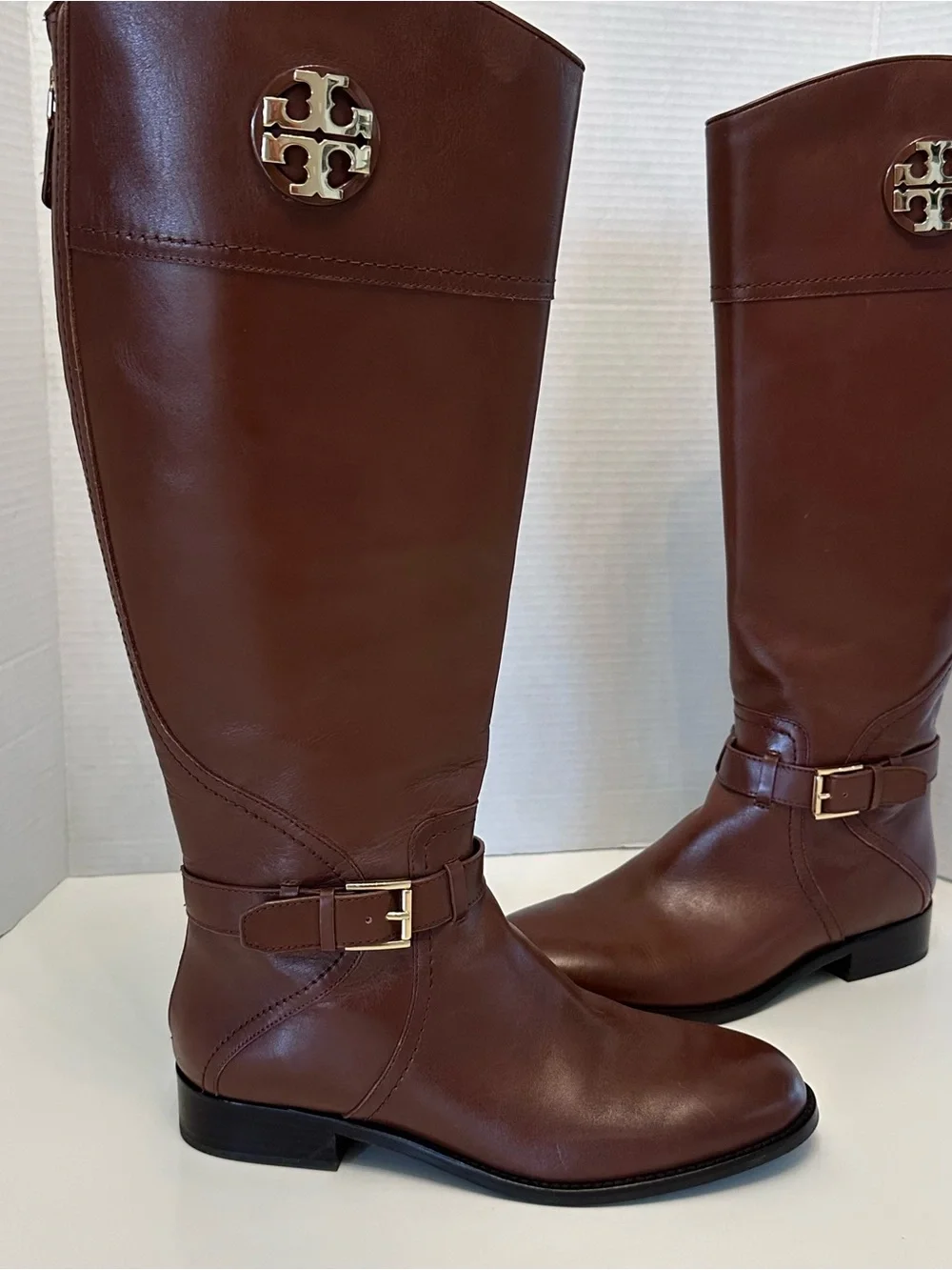 Tory Burch Brown Adeline Leather Riding Boots 8.5
